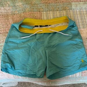 Polo by Ralph Lauren Teal and Yellow Swim Trunks